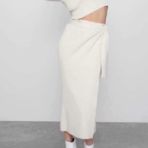 NWOT Zara knit wrap midi skirt - Picture 3 of 6